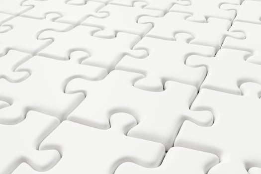 Blank puzzles arranged neatly with white background, 3d rendering. photo