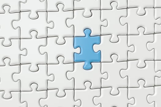Blank puzzles arranged neatly with white background, 3d rendering. photo