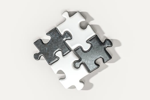 Blank puzzles arranged neatly with white background, 3d rendering. photo