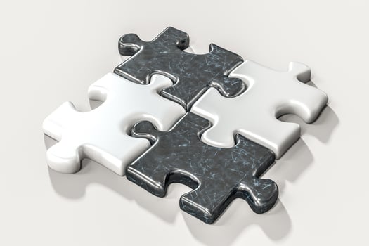 Blank puzzles arranged neatly with white background, 3d rendering. photo