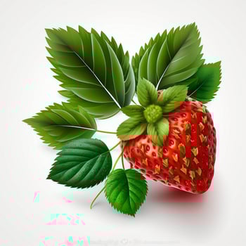 Strawberry with leaves white background fruit healthy fresh green leaves red. AI Generative photo