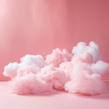 A cotton candy red background with fluffy clouds photo
