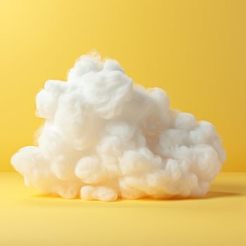 A cotton candy yellow background with fluffy clouds photo