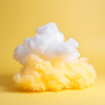A cotton candy yellow background with fluffy clouds photo