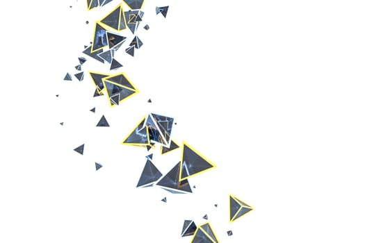 3d rendering, glowing triangle cube with dark background. photo
