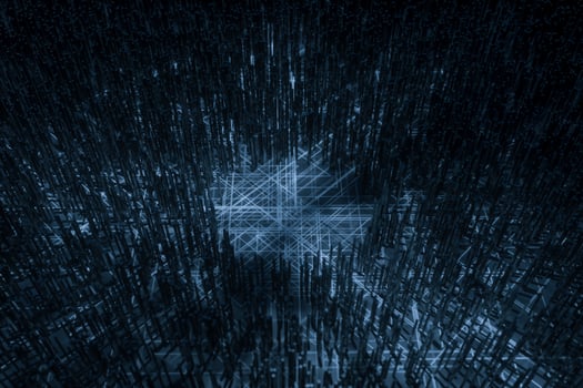 Dark technological lines background with cubes and lines, 3d rendering. photo