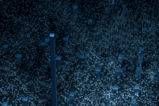 Dark technological lines background with cubes and lines, 3d rendering. photo