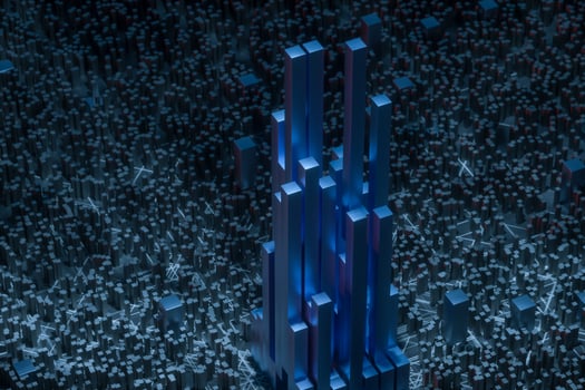 Dark technological lines background with cubes and lines, 3d rendering. photo
