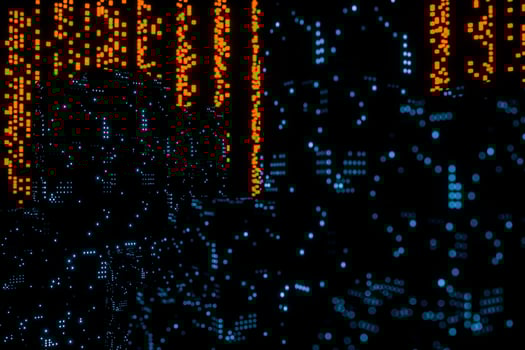 Glowing digital lines with dark background, 3d rendering photo