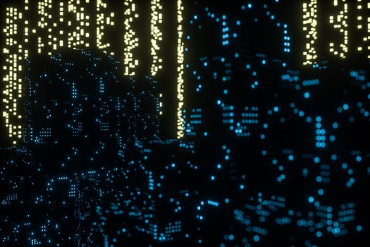 Glowing digital lines with dark background, 3d rendering photo