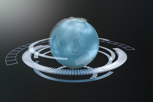 3d rendering, data and earth graphics with HUD elements photo