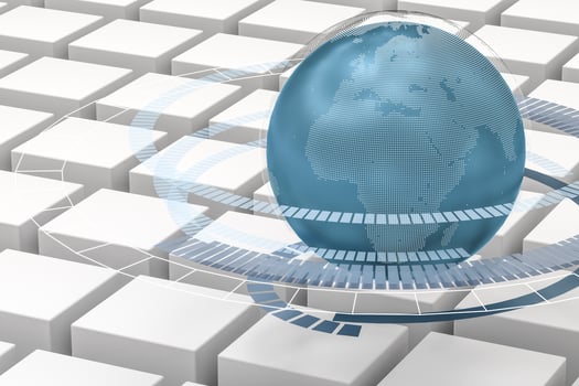 3d rendering, data and earth graphics with HUD elements photo