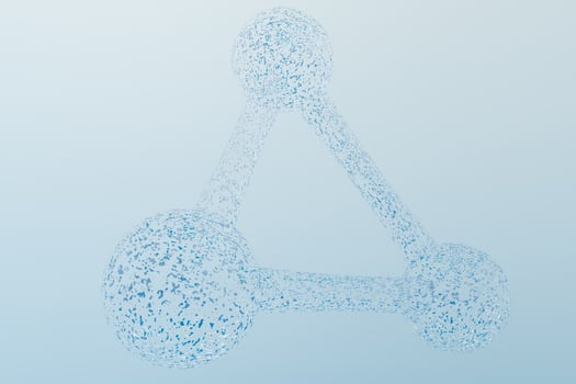 3d rendering, blue chemical formula with particle effects photo