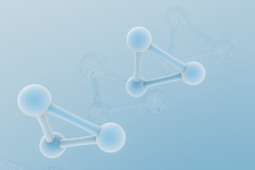 3d rendering, blue chemical formula with particle effects photo