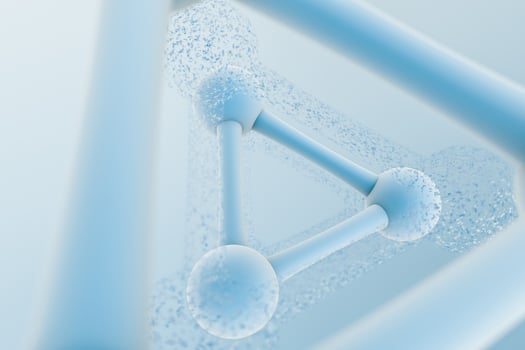3d rendering, blue chemical formula with particle effects photo
