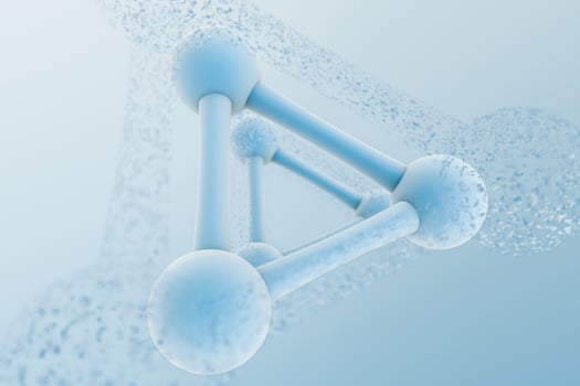 3d rendering, blue chemical formula with particle effects photo