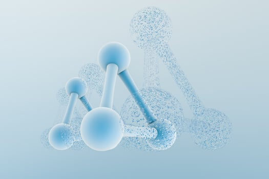 3d rendering, blue chemical formula with particle effects photo