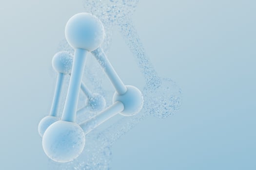 3d rendering, blue chemical formula with particle effects photo
