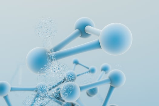 3d rendering, blue chemical formula with particle effects photo