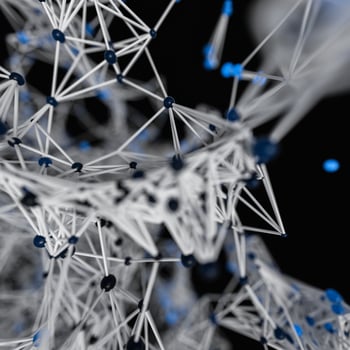 Glowing nodes with variational lines, 3d rendering photo