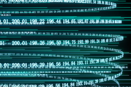 Digital lines made of numbers, globe big data background, 3d rendering photo