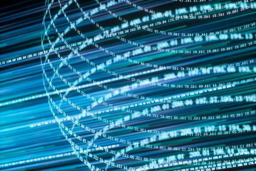 Digital lines made of numbers, globe big data background, 3d rendering photo