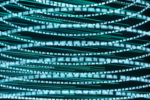 Digital lines made of numbers, globe big data background, 3d rendering photo