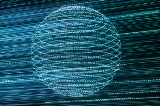 Digital lines made of numbers, globe big data background, 3d rendering photo