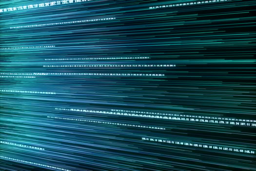 Digital lines made of numbers, globe big data background, 3d rendering photo