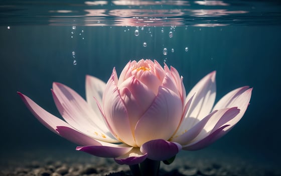 The Exquisite Pink Lotus Blossom Submerged in Tranquility ai generated photo
