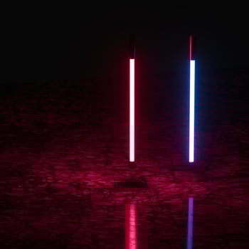 Glowing neon tubes and marble background, 3d rendering. photo