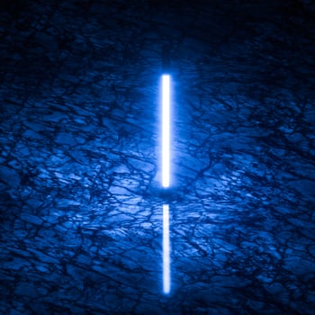 Glowing neon tubes and marble background, 3d rendering. photo