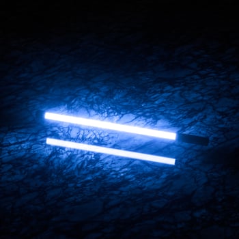 Glowing neon tubes and marble background, 3d rendering. photo
