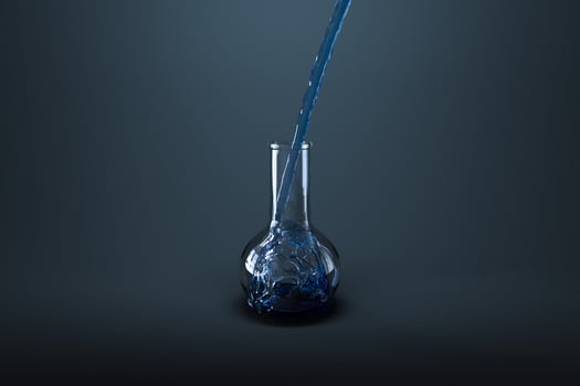 Chemical instruments and reagents in the lab, 3d rendering photo
