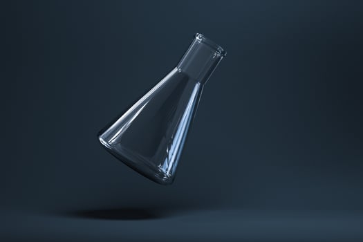 Chemical instruments and reagents in the lab, 3d rendering photo