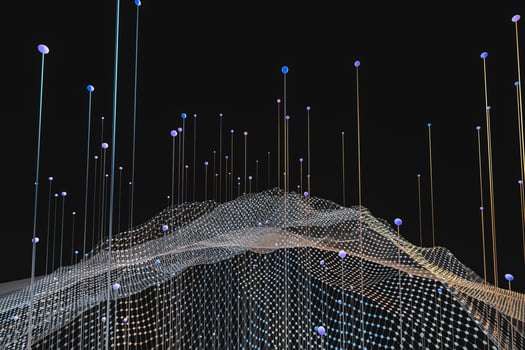 3d rendering, flow dot with gradient background photo