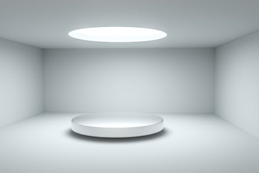 3d rendering, the round platform in the empty room. photo