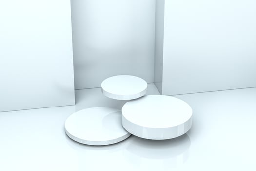 3d rendering, the round platform in the empty room. photo