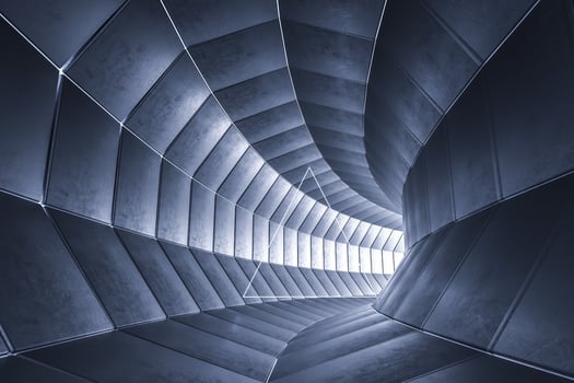 3d rendering, dark science-fiction tunnel, dark background photo