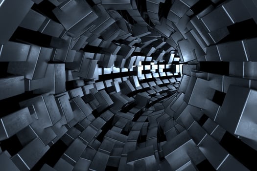 3d rendering, dark science-fiction tunnel, dark background photo