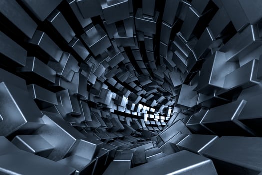 3d rendering, dark science-fiction tunnel, dark background photo