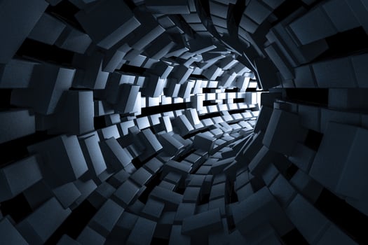 3d rendering, dark science-fiction tunnel, dark background photo
