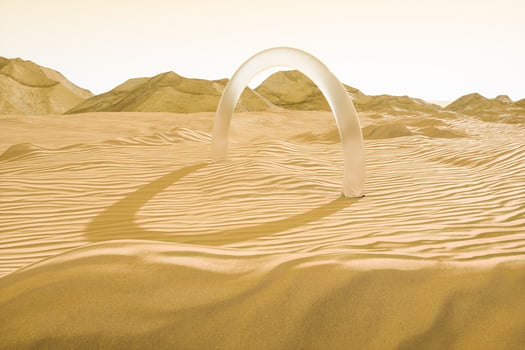 3d rendering, the wide desert, with stripes shapes. photo