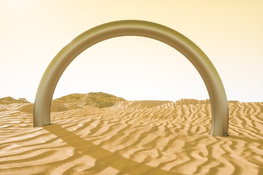 3d rendering, the wide desert, with stripes shapes. photo