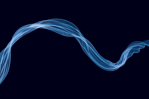 Flowing cyan curves, 3d rendering photo