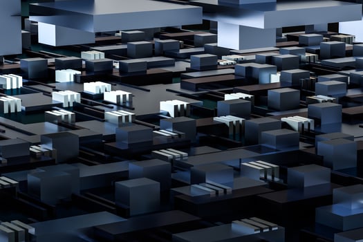3d rendering, cubes board space, fantasy world photo