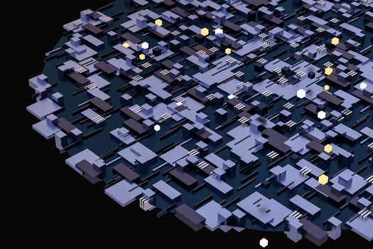 3d rendering, cubes board space, fantasy world photo