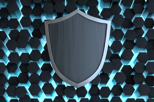 3d rendering, a defense shield with technological background photo