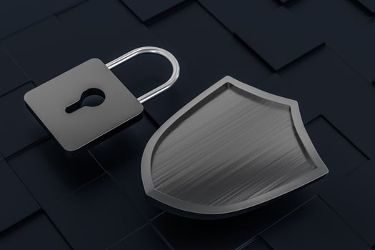 3d rendering, a defense shield with technological background photo