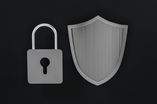 3d rendering, a defense shield with technological background photo